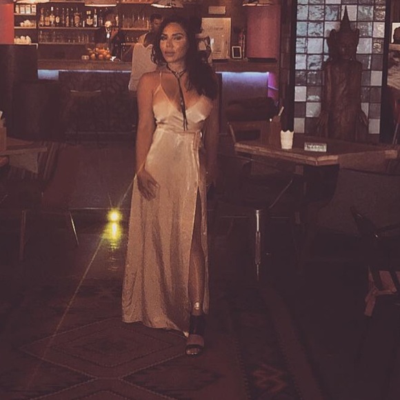 Naked wardrobe gold maxi dress